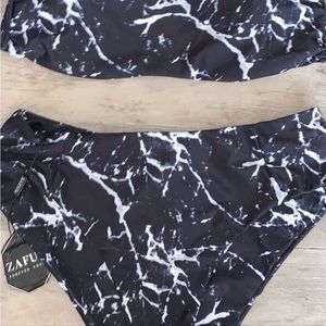 Zaful Black and White Marble Bikini
